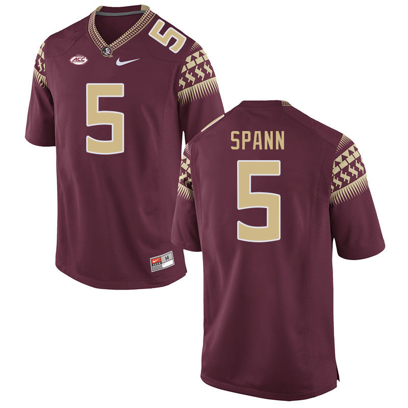 Men #5 Deuce Spann Florida State Seminoles College Football Jerseys Stitched-Garnet